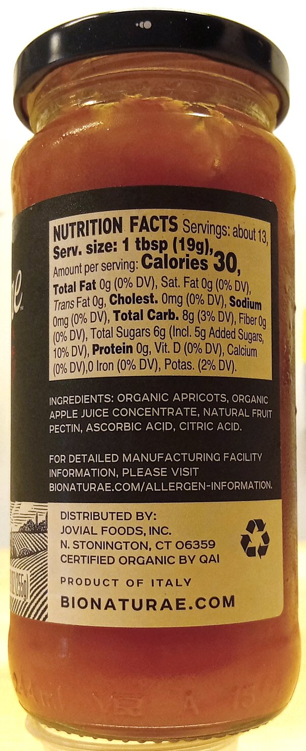 Bionaturae Organic Apricot Fruit Spread (from Italy) - Image 2